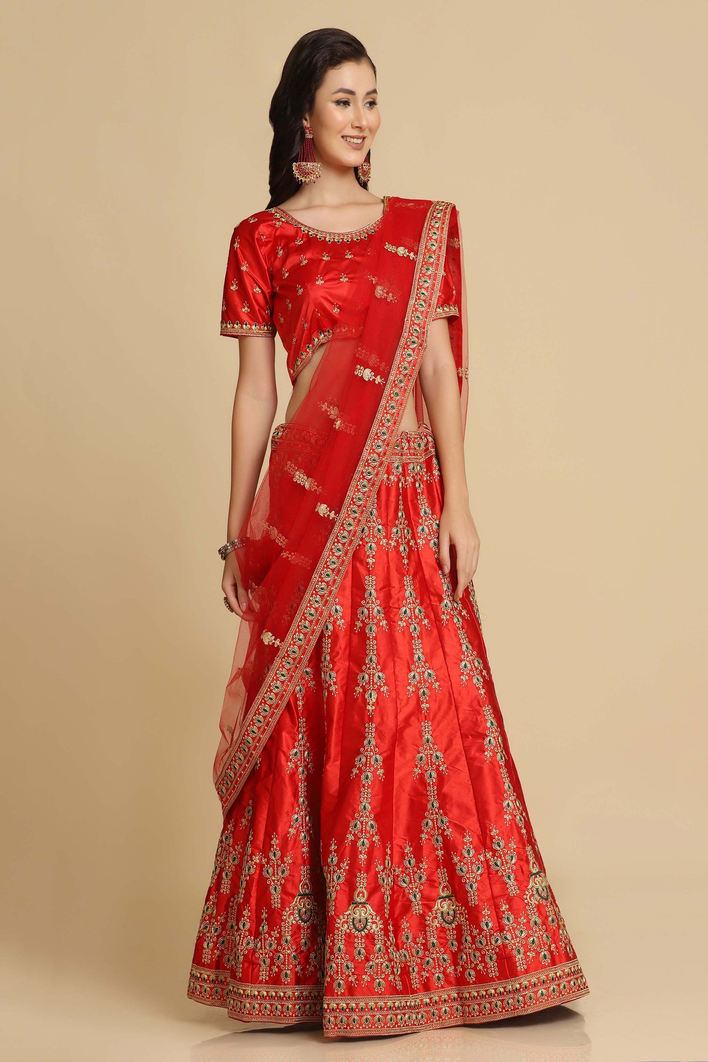 Embroidered Flared Lehenga Choli Set with Dupatta