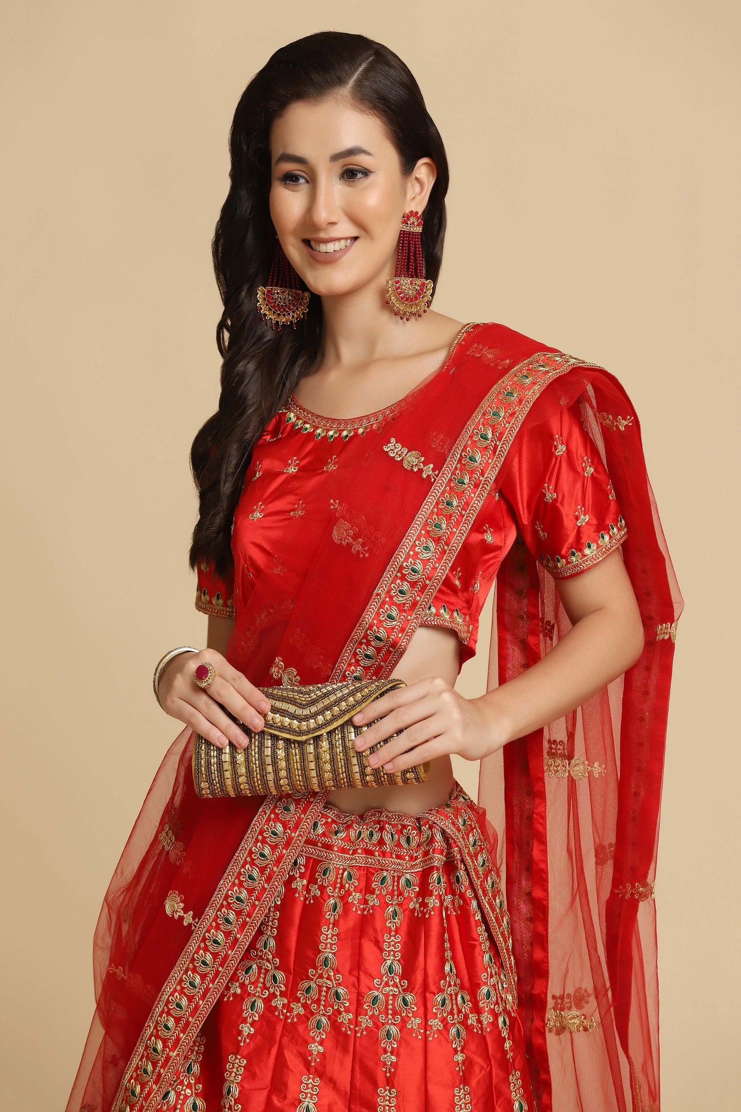 Embroidered Flared Lehenga Choli Set with Dupatta