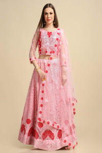 Light Pink  Net Embroidered Work Lehenga Choli Warthy