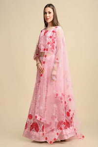 Light Pink  Net Embroidered Work Lehenga Choli Warthy