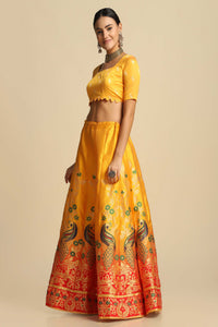 Women Jacquard Semi Stitched Lehenga Choli