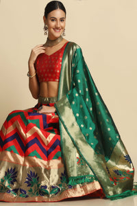 Chevron Print Flared Lehenga Choli Set with Dupatta