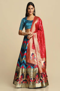 Chevron Print Flared Lehenga Choli Set with Dupatta