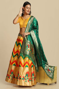 Chevron Print Flared Lehenga Choli Set with Dupatta