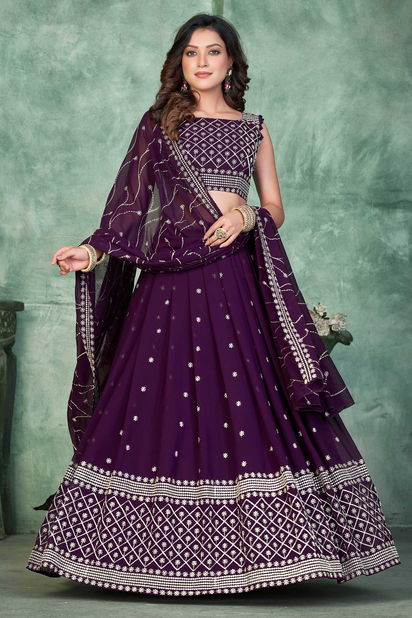 Women Embroidered Lehenga Choli With Dupatta