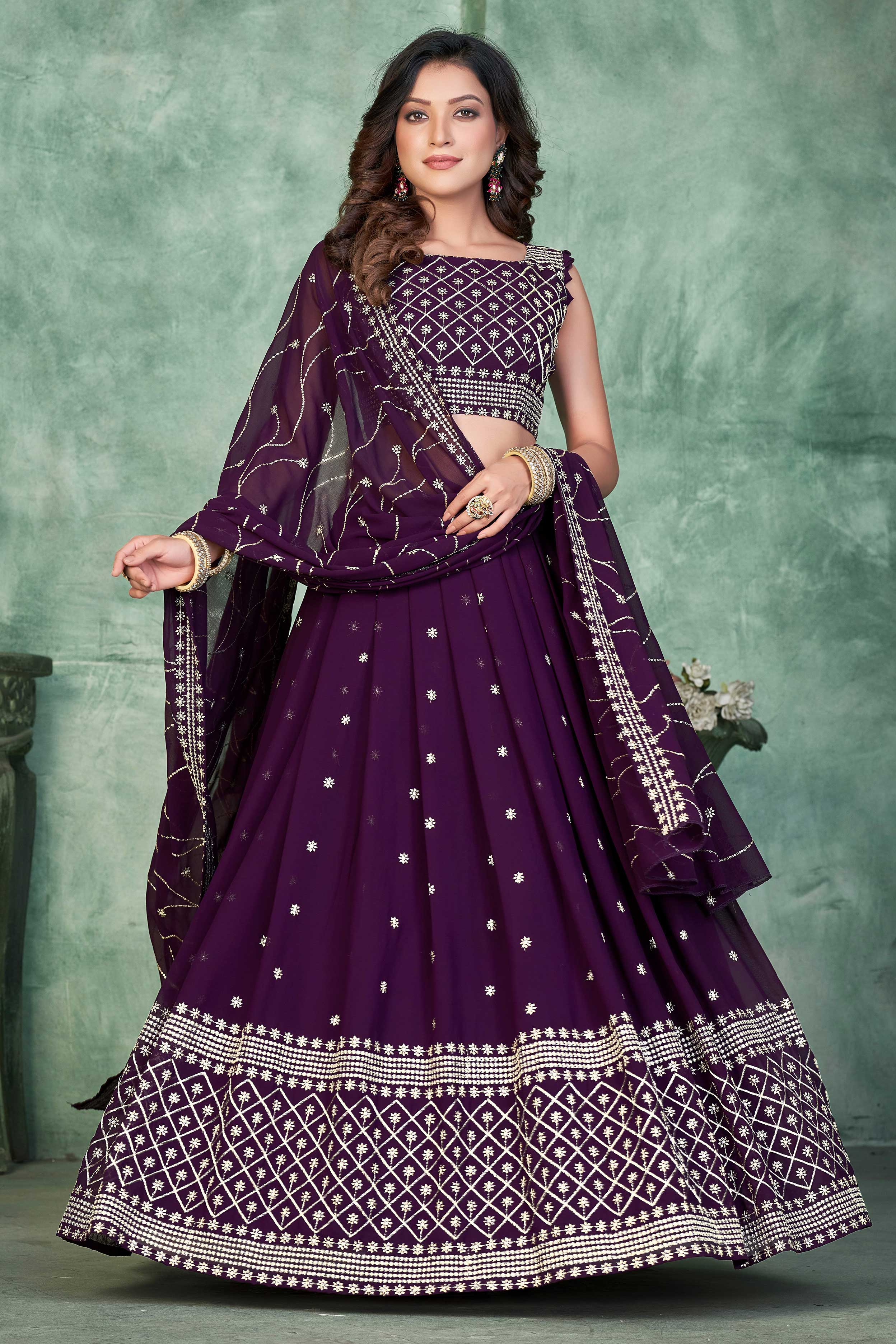 Women Embroidered Lehenga Choli With Dupatta