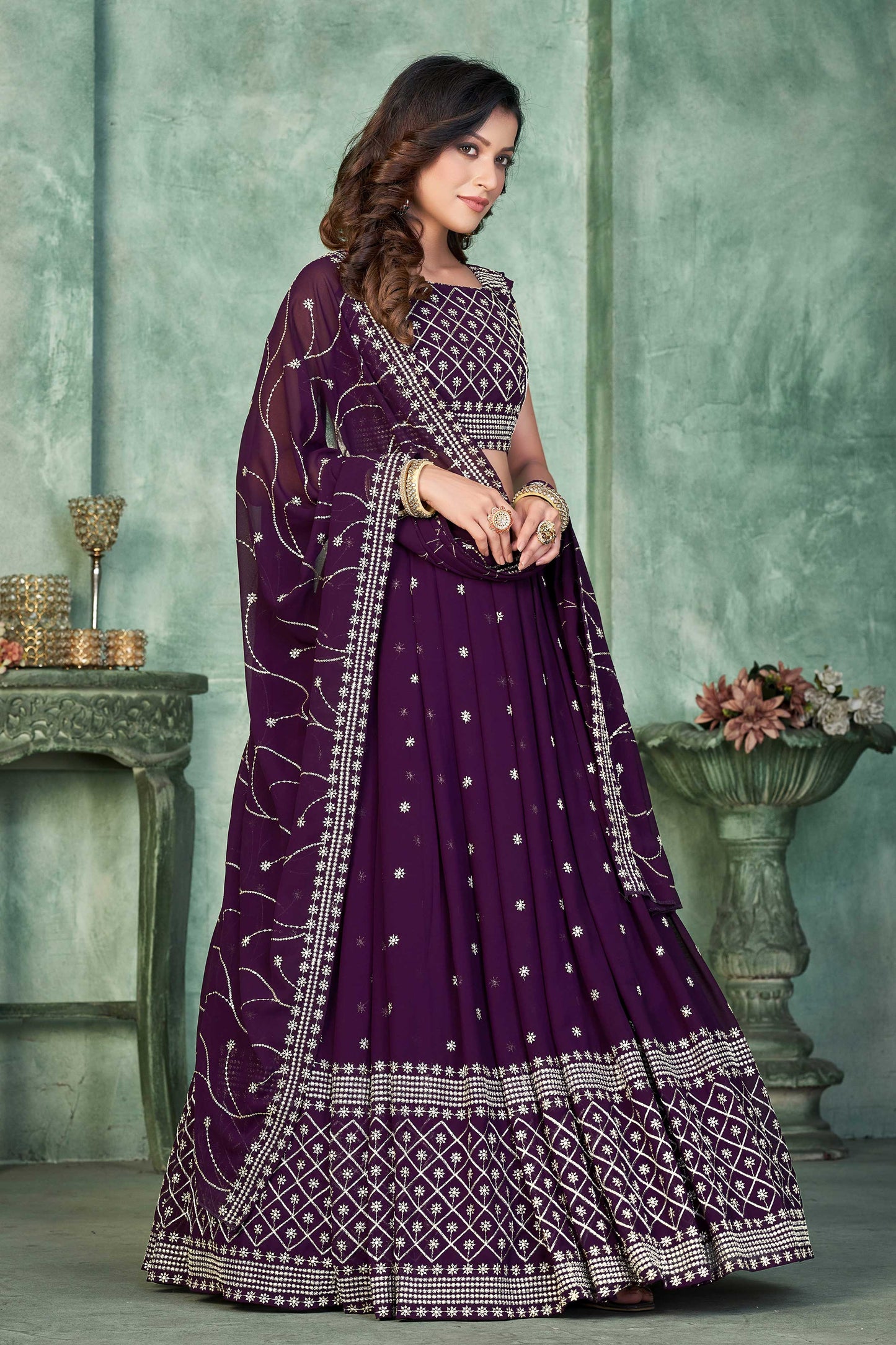 Women Embroidered Lehenga Choli With Dupatta