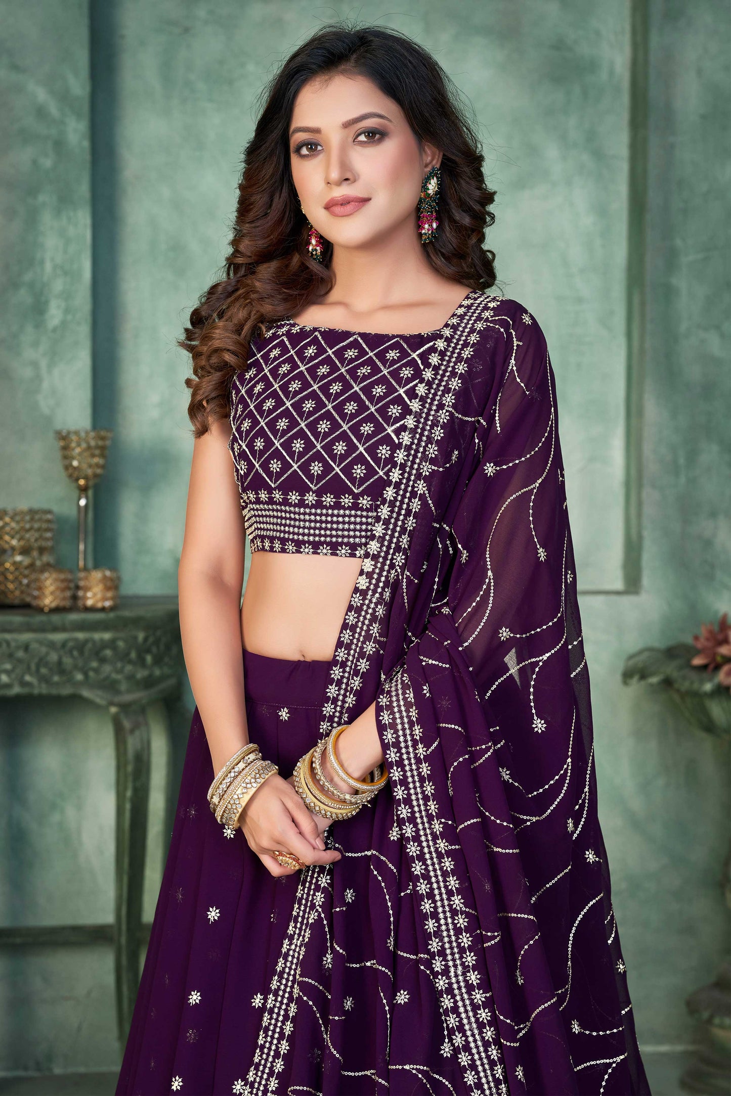 Women Embroidered Lehenga Choli With Dupatta