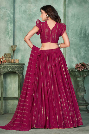 Maroon Georgette Circular Lehenga Choli