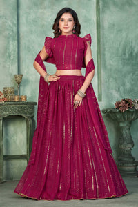 Maroon Georgette Circular Lehenga Choli