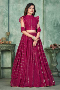 Maroon Georgette Circular Lehenga Choli