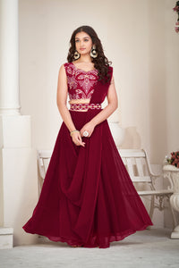 Georgette Lehenga With Lace border For Women