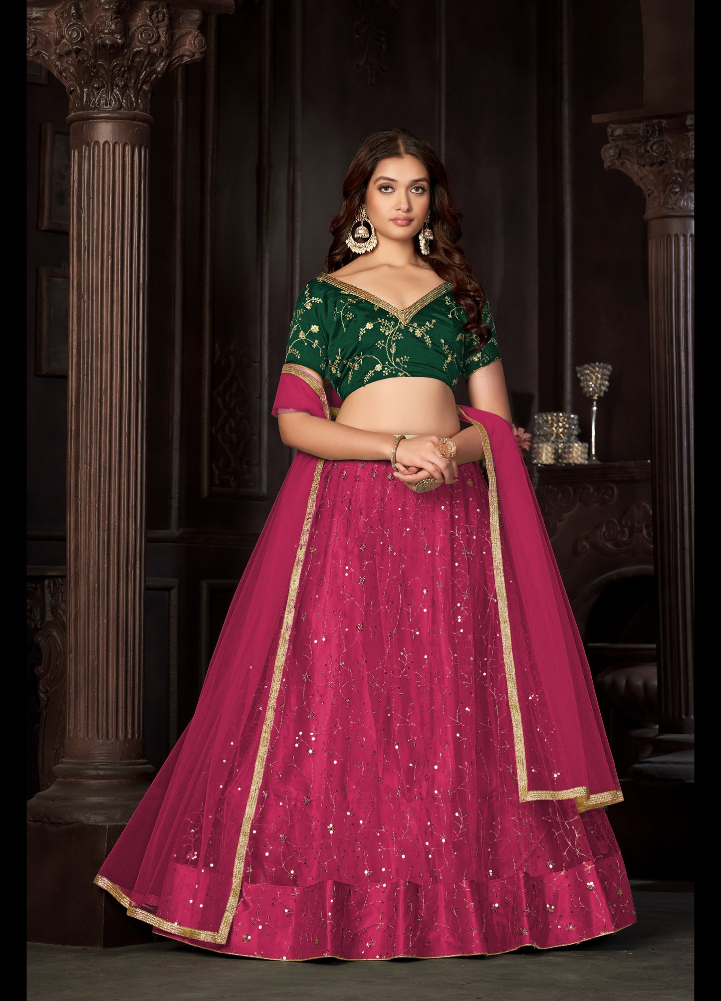 Embroidered Ready to Wear Lehenga & Unstitched Blouse With Dupatta