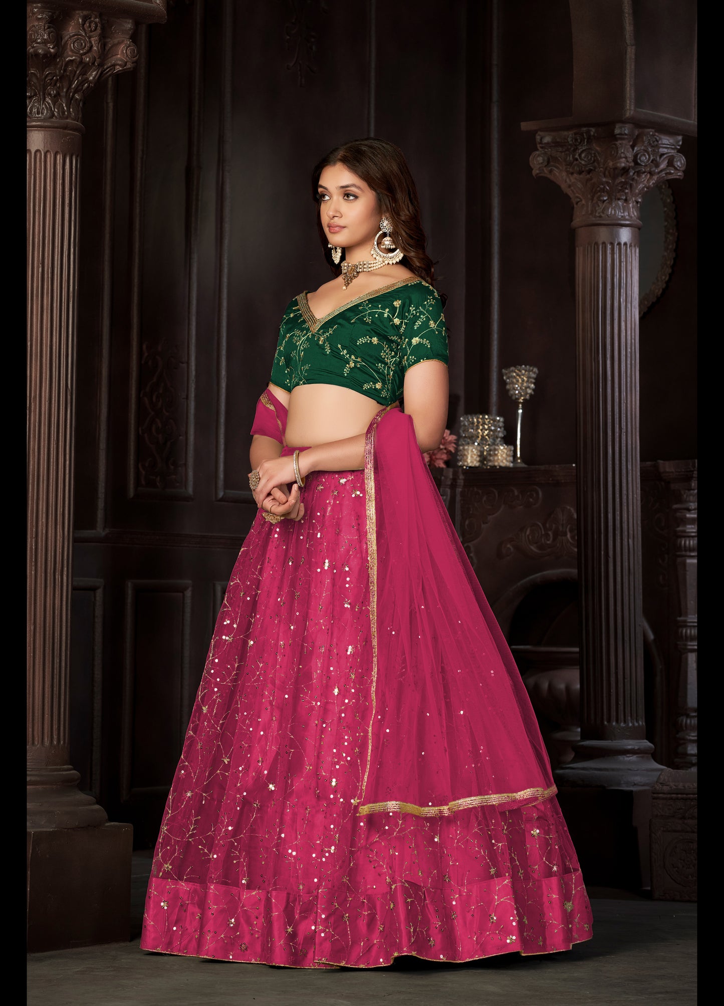 Embroidered Ready to Wear Lehenga & Unstitched Blouse With Dupatta