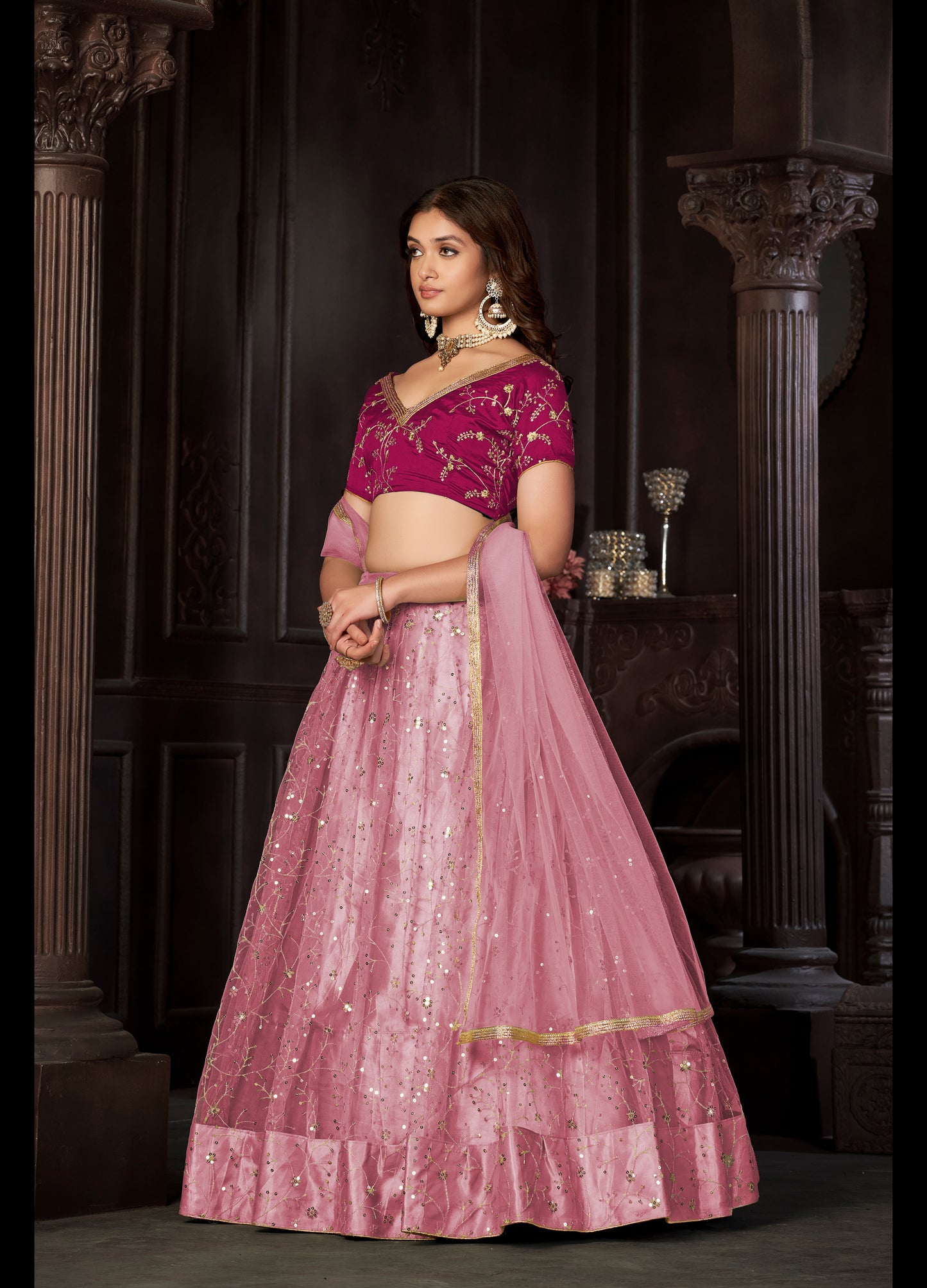 Embroidered Ready to Wear Lehenga & Unstitched Blouse With Dupatta