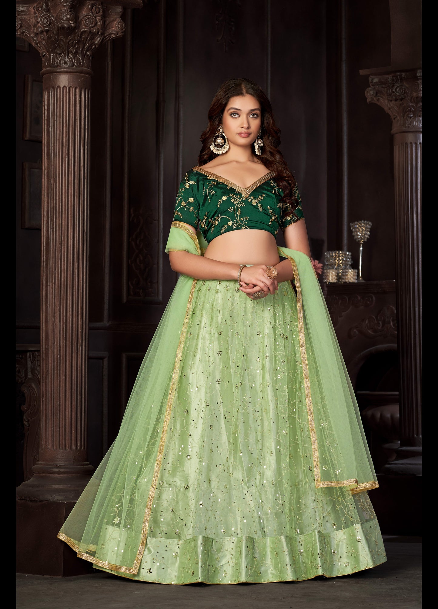 Embroidered Ready to Wear Lehenga & Unstitched Blouse With Dupatta