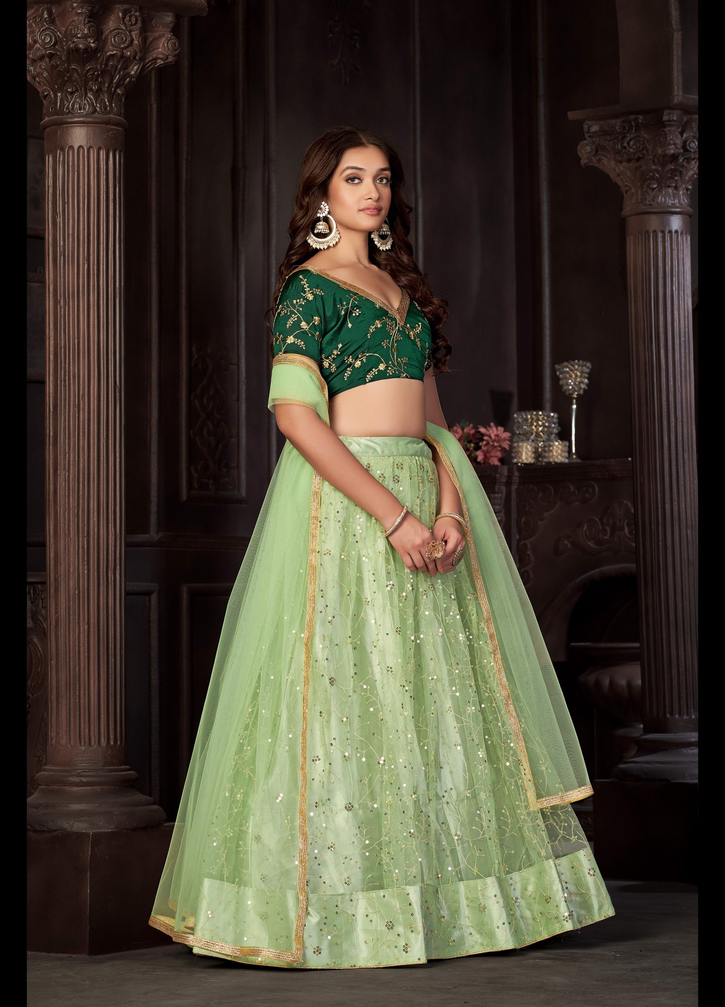 Embroidered Ready to Wear Lehenga & Unstitched Blouse With Dupatta