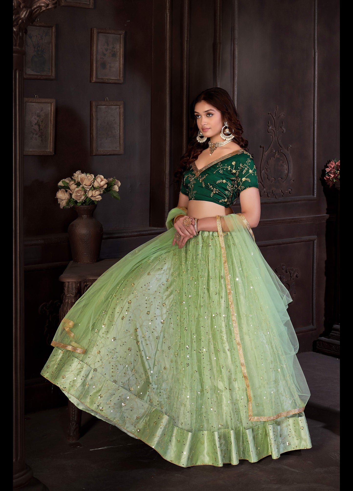 Embroidered Ready to Wear Lehenga & Unstitched Blouse With Dupatta