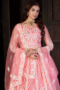 Peach Embroidered Trendy Lehenga Choli