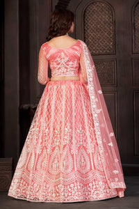 Peach Embroidered Trendy Lehenga Choli