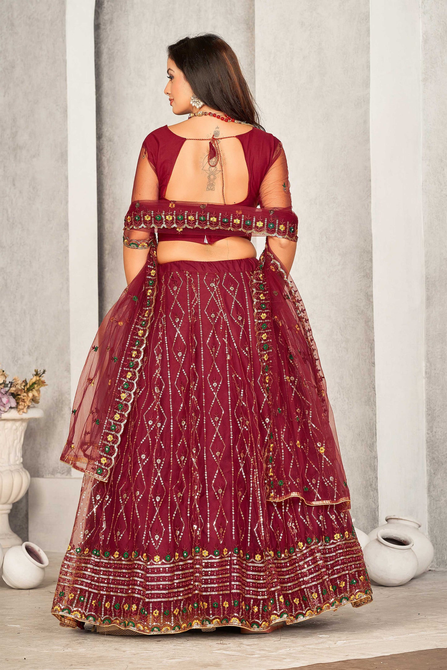 Embroidered Ready to Wear Lehenga & Unstitched Blouse With Dupatta