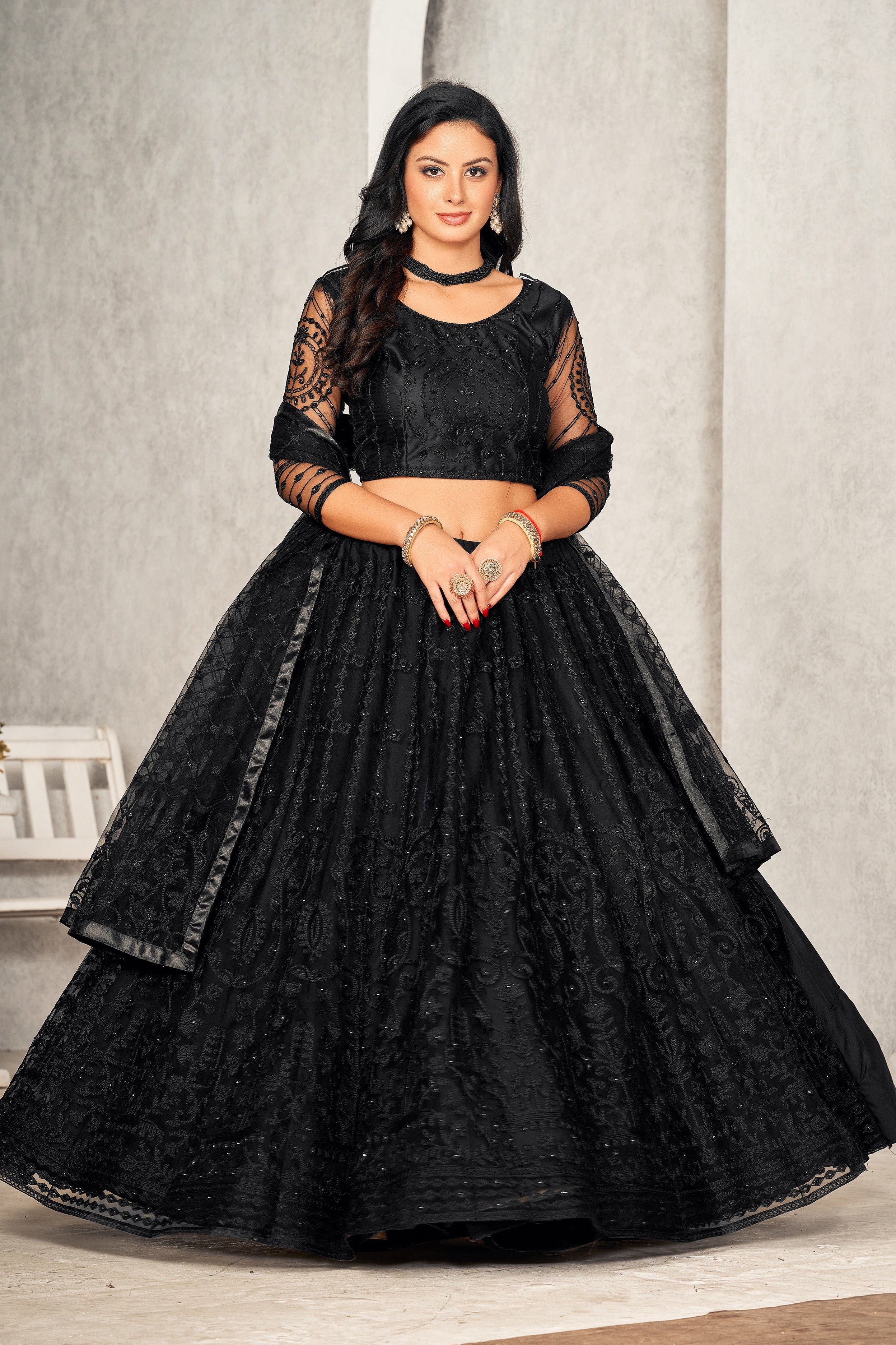 Women Embroidered & Embellished Lehenga Choli Set with Dupatta