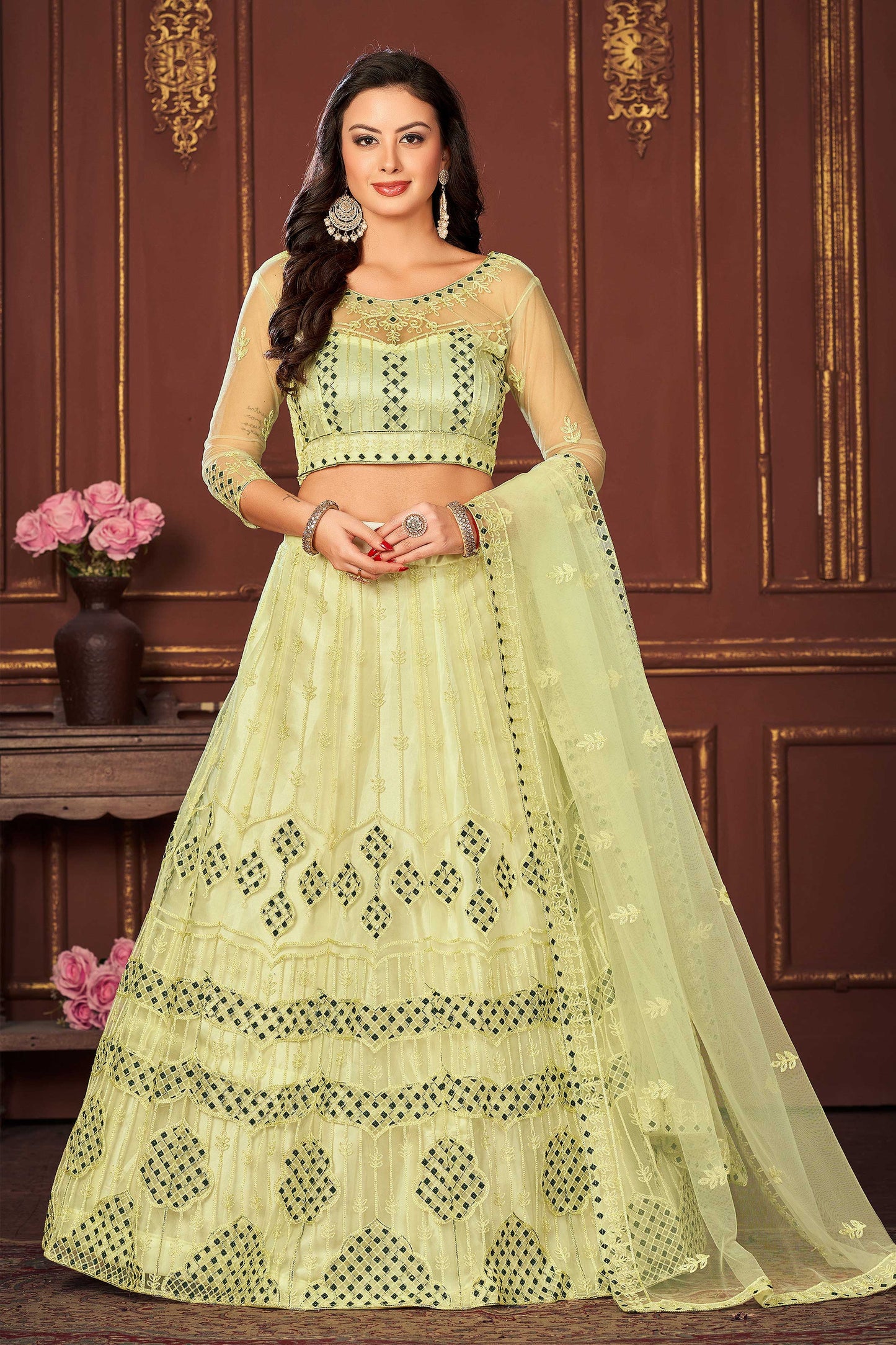 Women Embroidery & Embellished Lehenga Choli Set