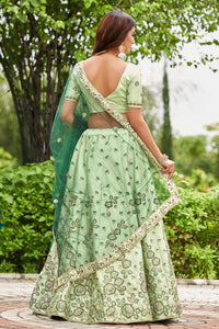 Sea Green Embroidered Ready to Wear Lehenga & Unstitched Blouse With Dupatta