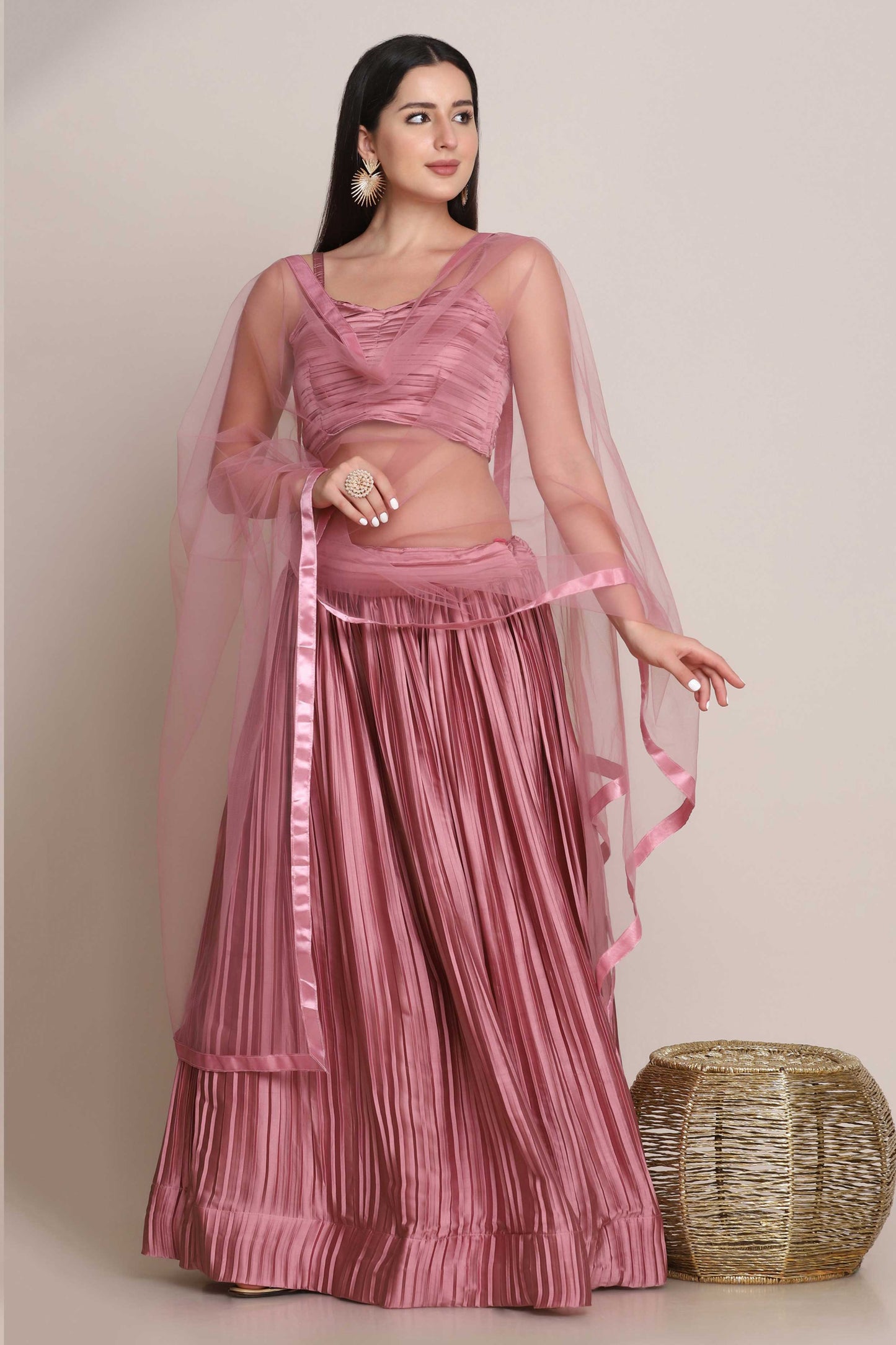 Flared Lehenga Choli Set with Dupatta