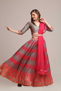 Zari Woven Flared Lehenga Choli Set with Dupatta