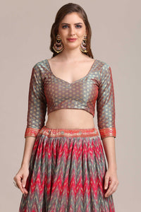 Zari Woven Flared Lehenga Choli Set with Dupatta