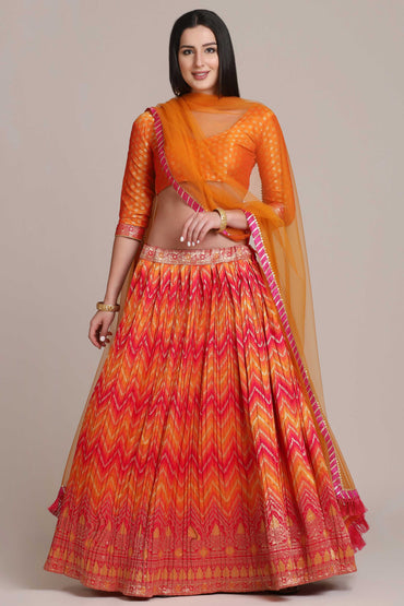 Zari Woven Flared Lehenga Choli Set with Dupatta