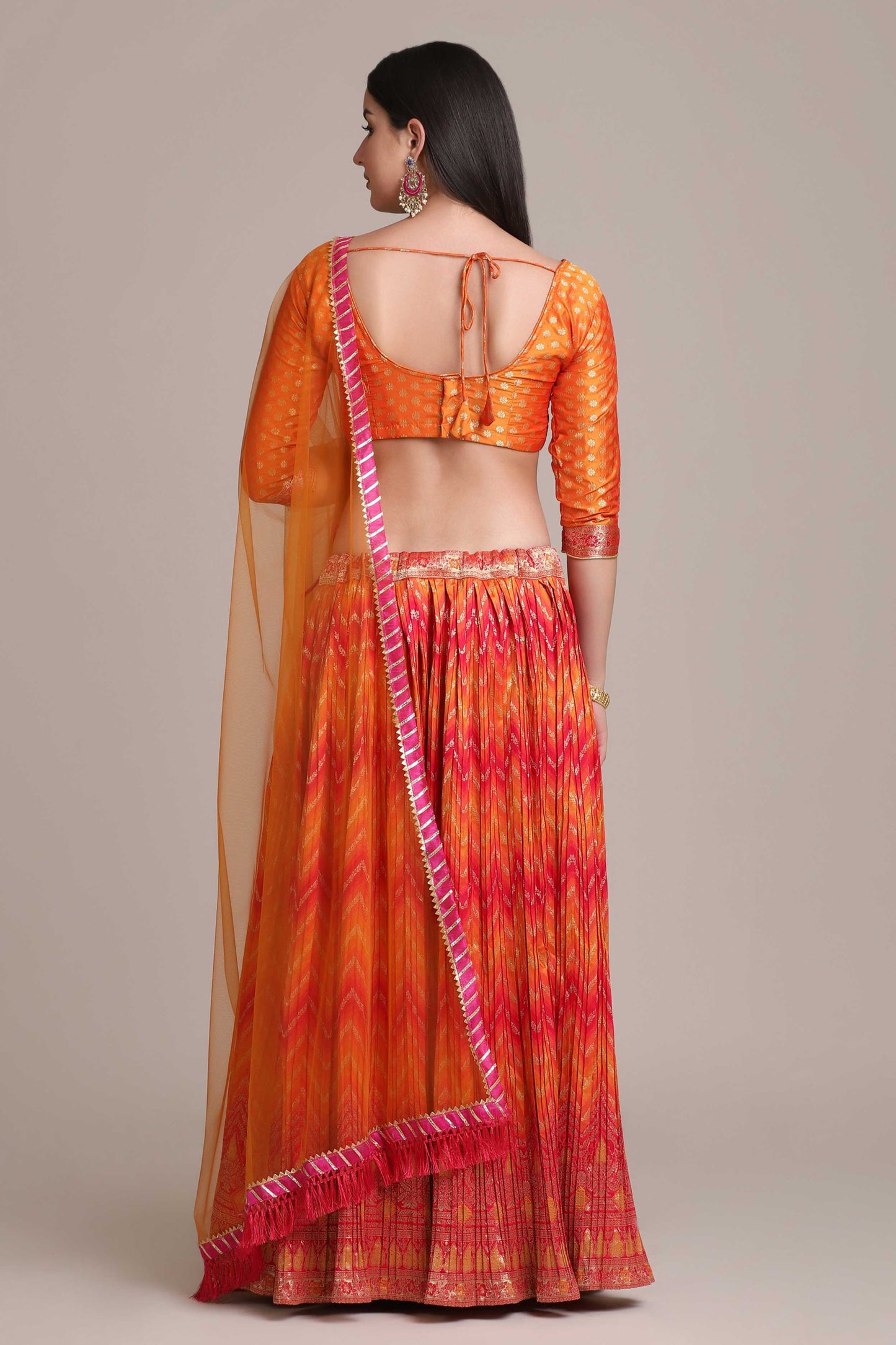 Zari Woven Flared Lehenga Choli Set with Dupatta