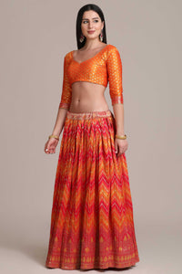 Zari Woven Flared Lehenga Choli Set with Dupatta