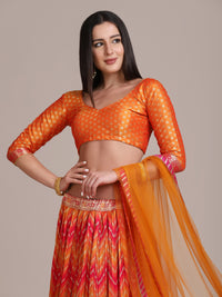 Zari Woven Flared Lehenga Choli Set with Dupatta