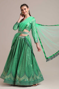 Zari Woven Lehenga Choli Set with Dupatta