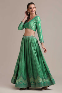 Zari Woven Lehenga Choli Set with Dupatta