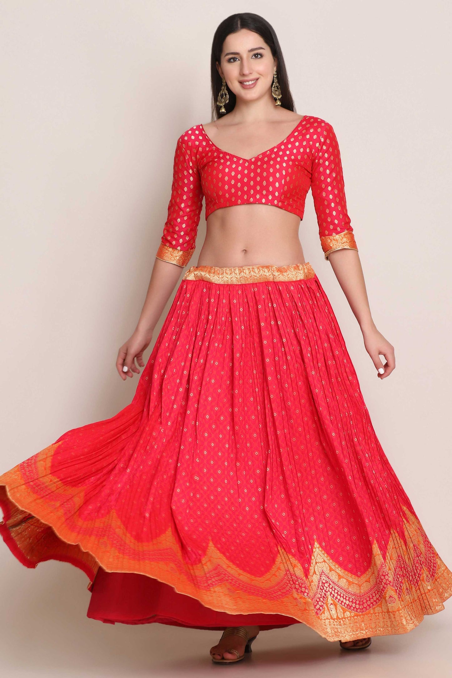 Zari Woven Lehenga Choli Set with Dupatta