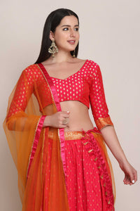 Zari Woven Lehenga Choli Set with Dupatta