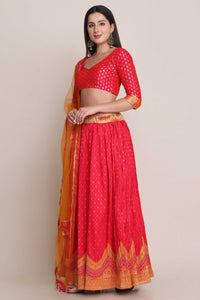 Zari Woven Lehenga Choli Set with Dupatta