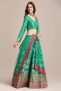 Zari Woven Lehenga Choli Set with Dupatta