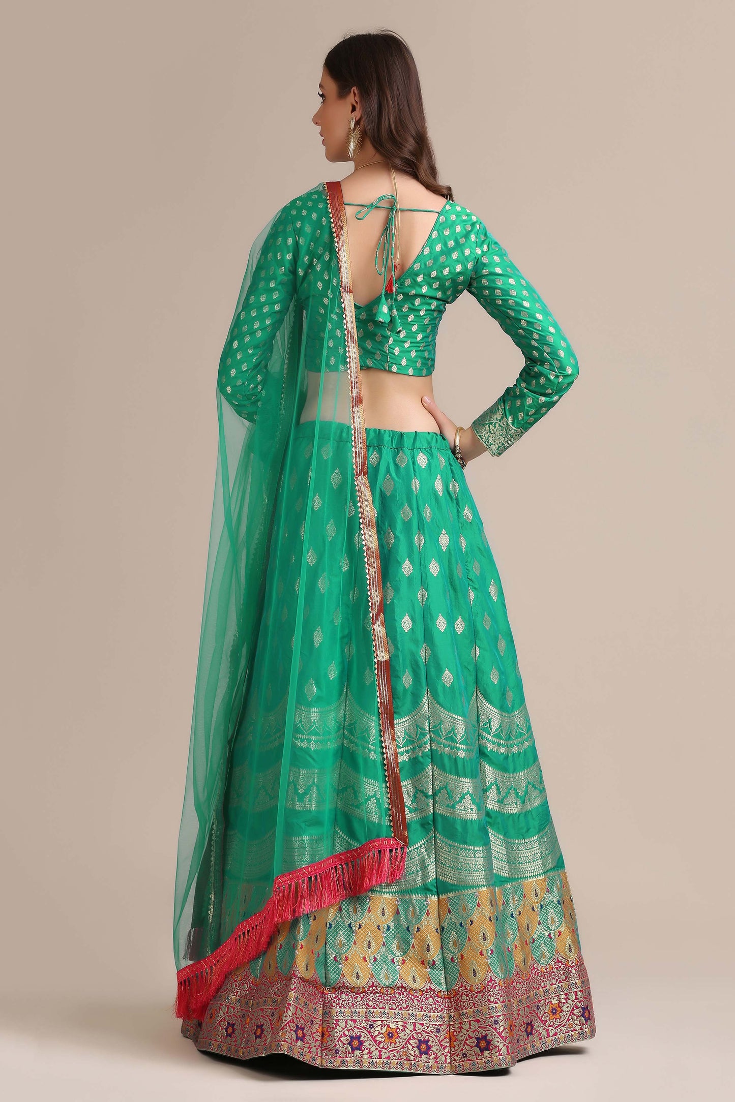 Zari Woven Lehenga Choli Set with Dupatta