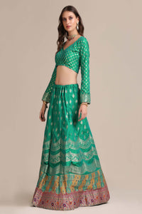 Zari Woven Lehenga Choli Set with Dupatta