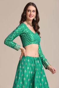 Zari Woven Lehenga Choli Set with Dupatta