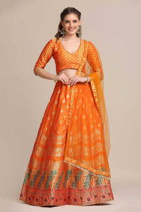 Zari Woven Lehenga Choli Set with Dupatta