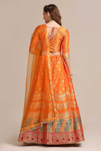 Zari Woven Lehenga Choli Set with Dupatta