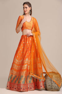 Zari Woven Lehenga Choli Set with Dupatta