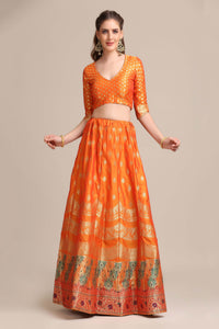 Zari Woven Lehenga Choli Set with Dupatta