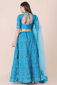 Embroidered Flared Lehenga Choli Set with Dupatta