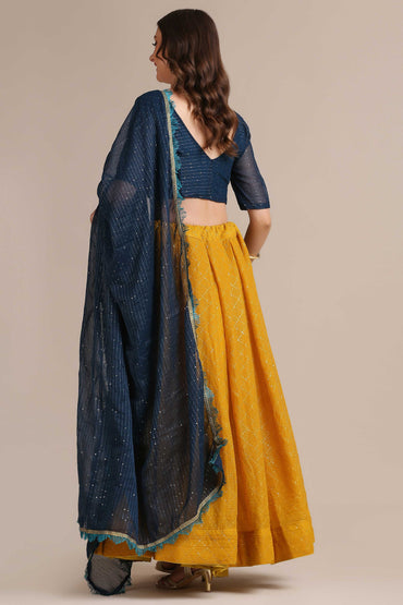 Yellow Embroidered Georgette Lehenga Choli